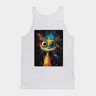 Cat Painting Colorfull Pop Art Design For Cat Onwer Tank Top